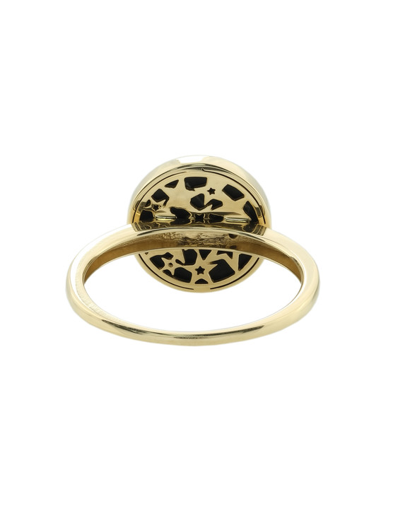 Кольцо из лимонного золота 585 пробы c бриллиантами и ониксом