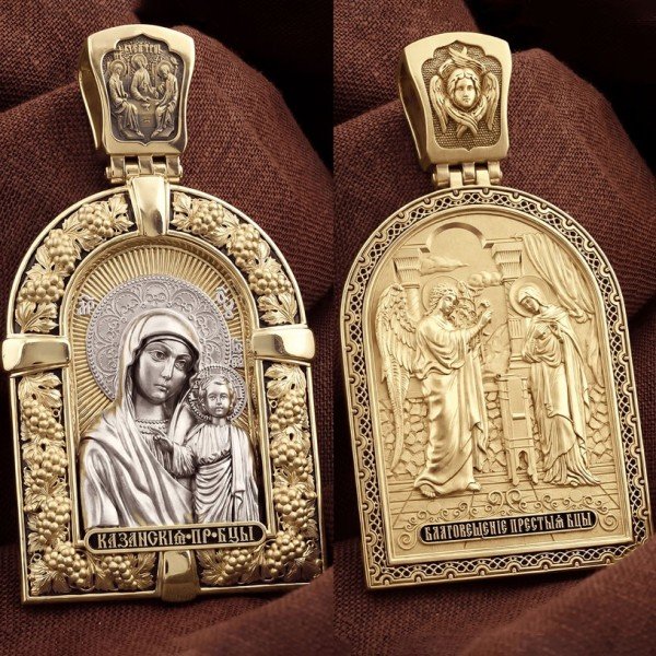 Образок из лимонного золота c эмалью