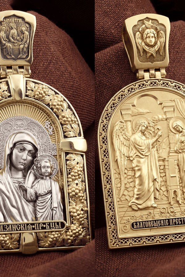 Образок из лимонного золота c эмалью