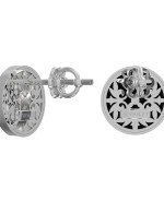 Серьги из белого золота c ониксом и перламутром