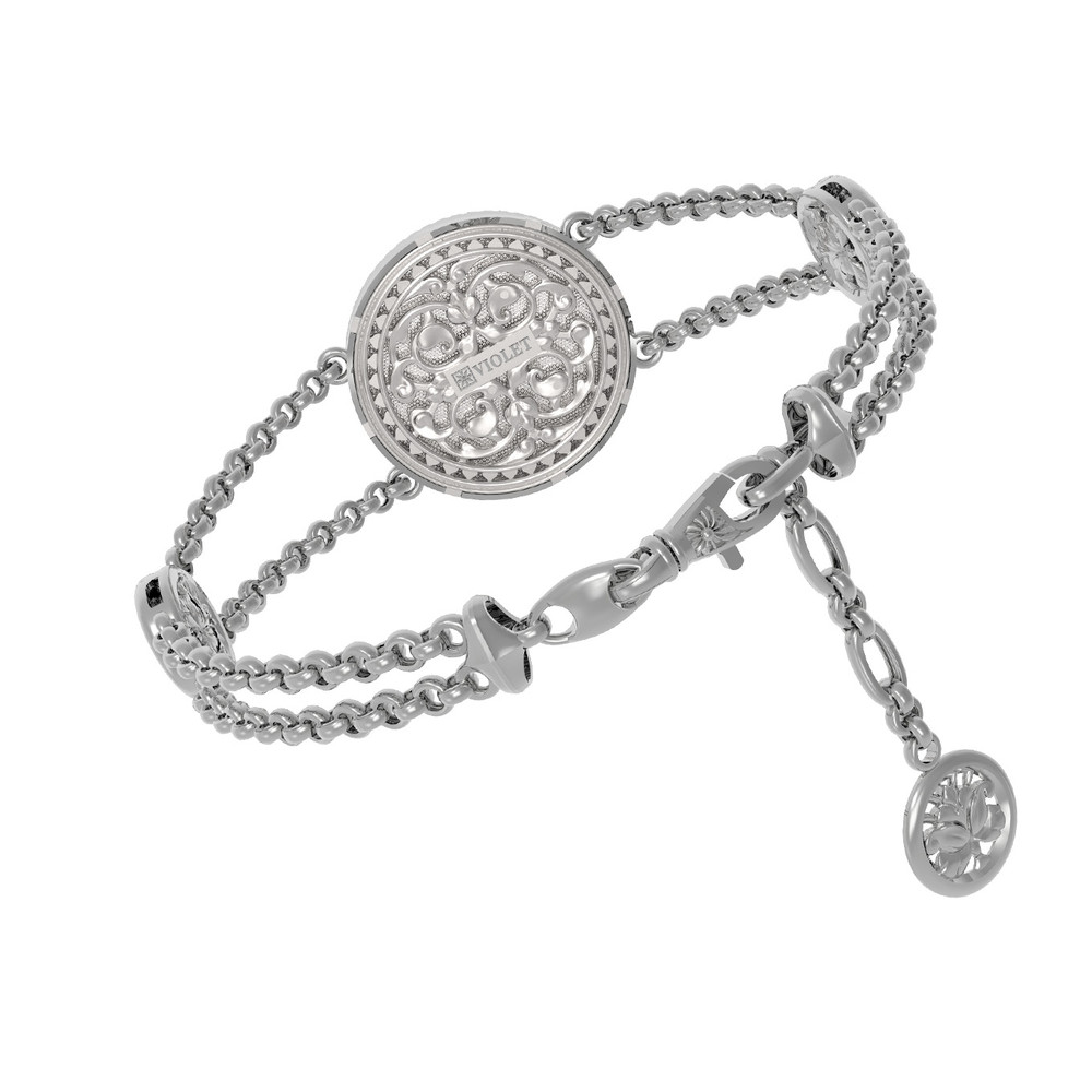 Браслет из белого золота 585 пробы c эмалью