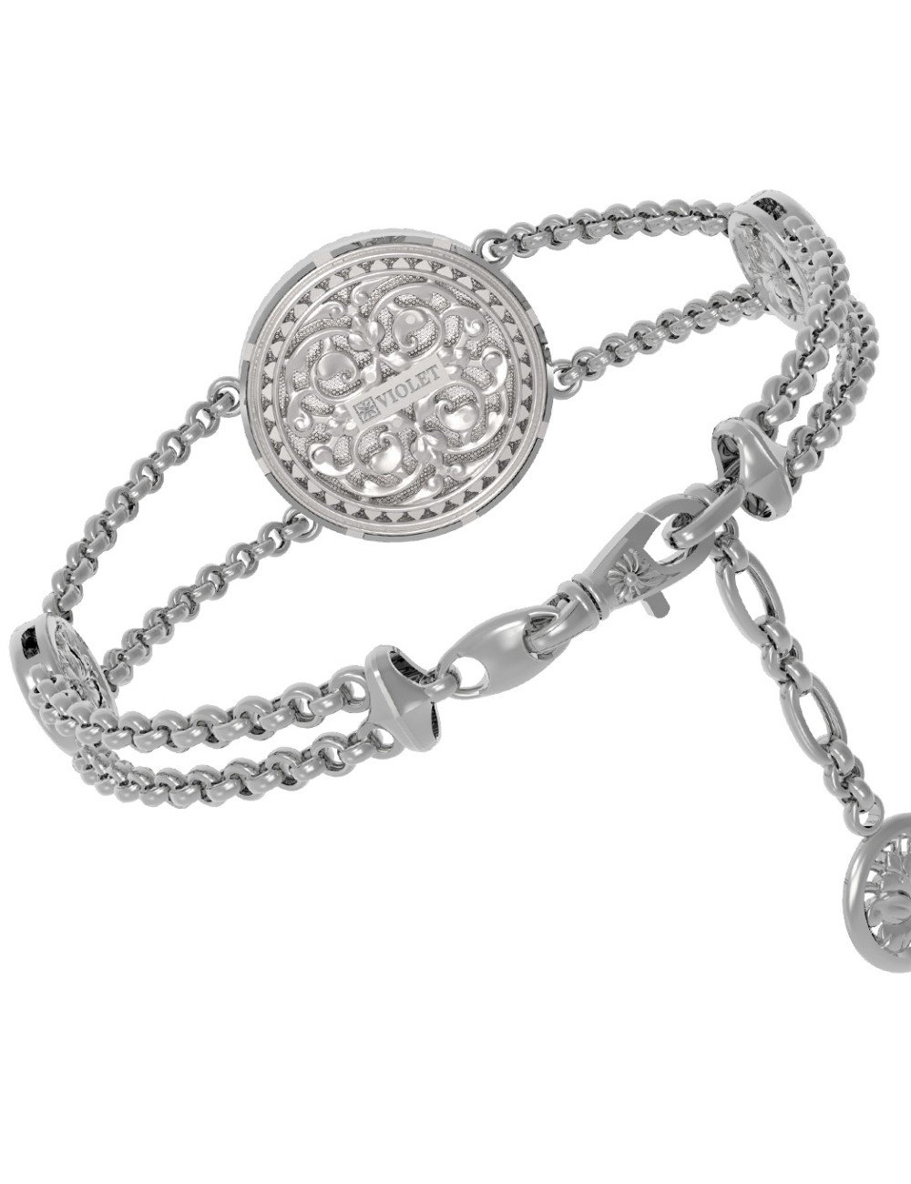 Браслет из белого золота c эмалью