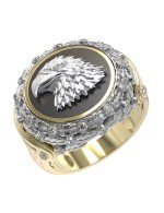 Кольцо из лимонного золота c бриллиантами и ониксом