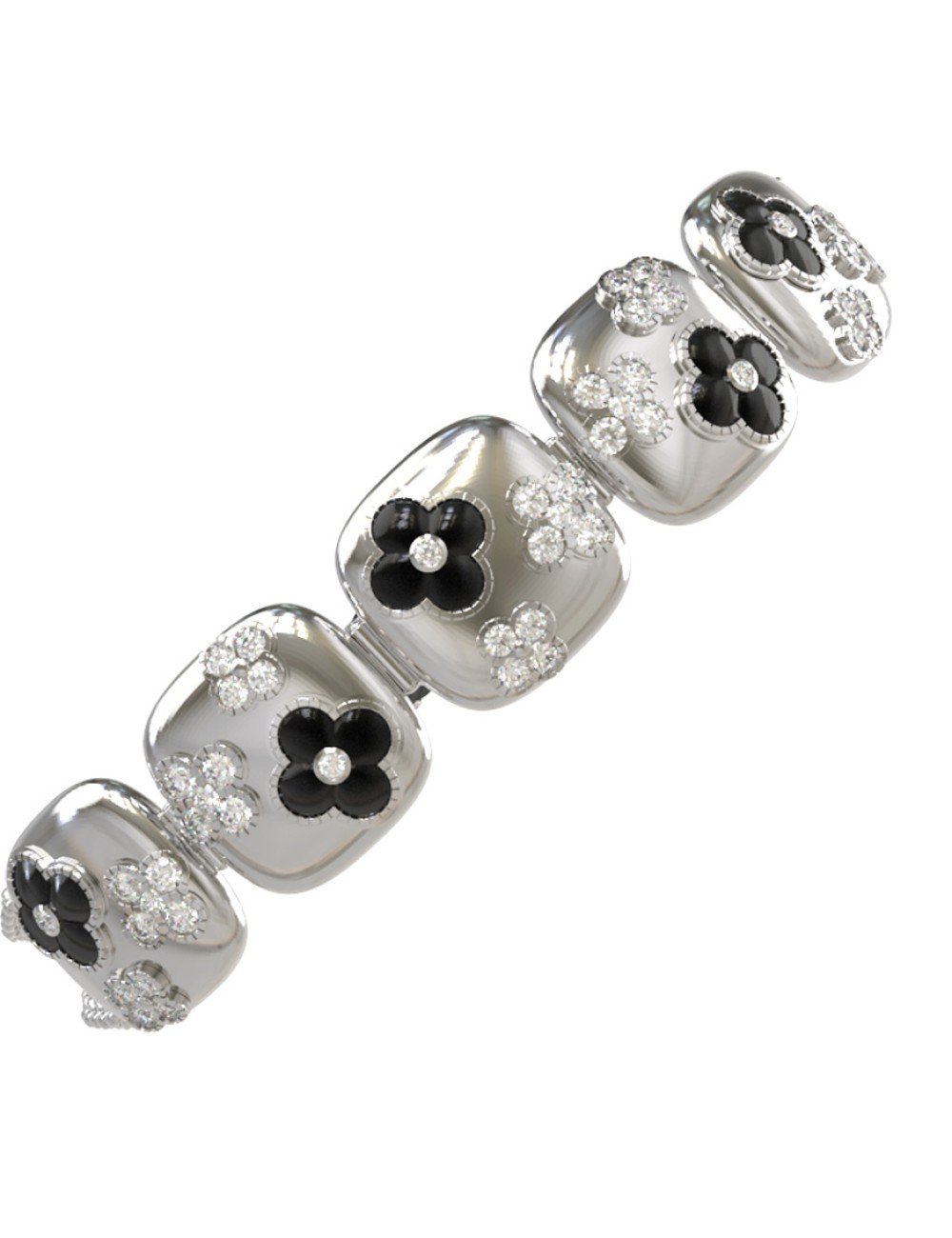 Браслет из белого золота c бриллиантами и ониксом