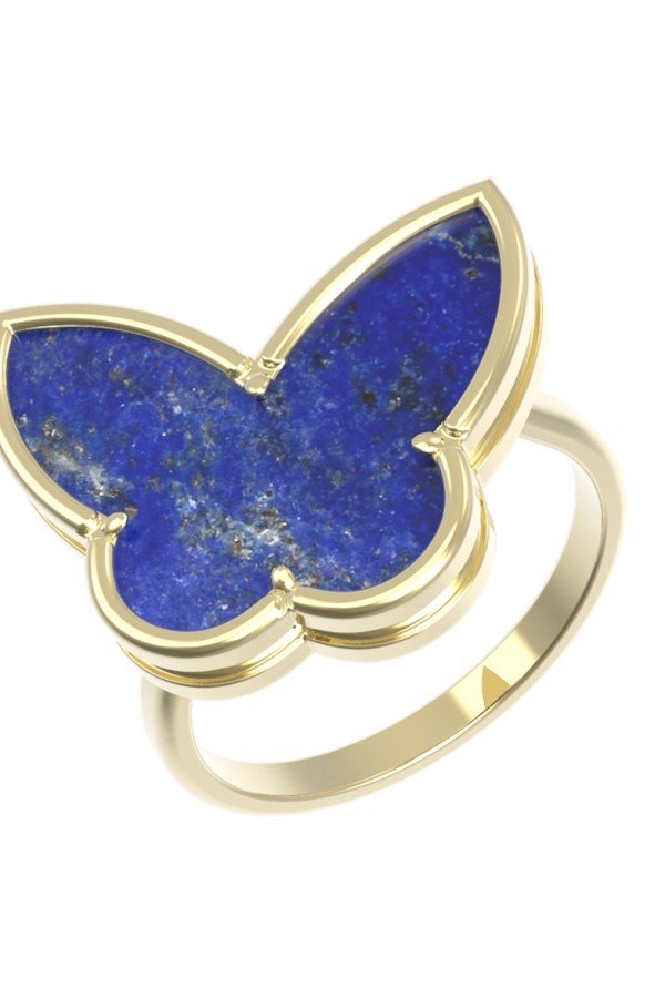 Кольцо из лимонного золота c лазуритом