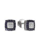 Серьги из белого золота c бриллиантами и сапфиром