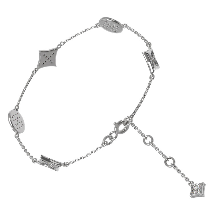 Браслет из белого золота 585 пробы c бриллиантами