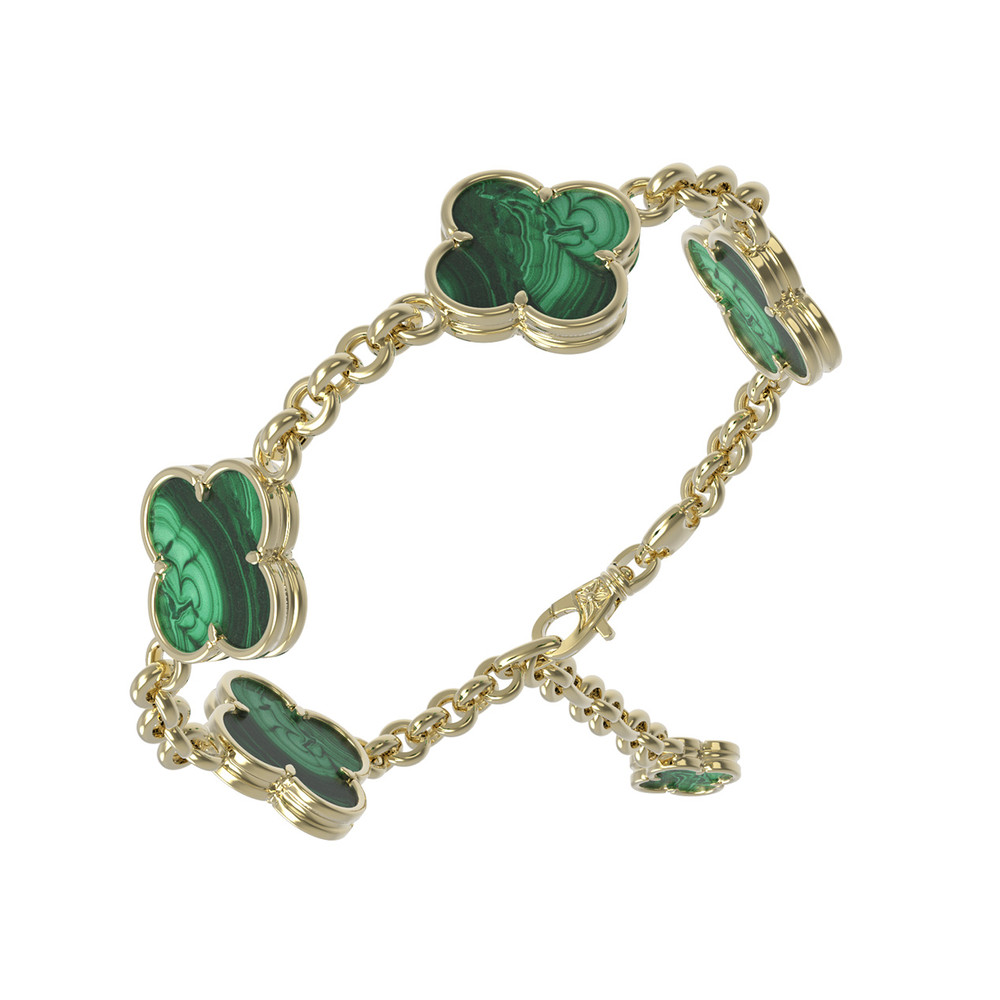Браслет из лимонного золота 585 пробы c малахитом