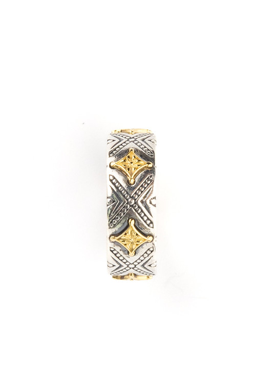 Кольцо из серебра 925 пробы и золота 750 пробы c рубином