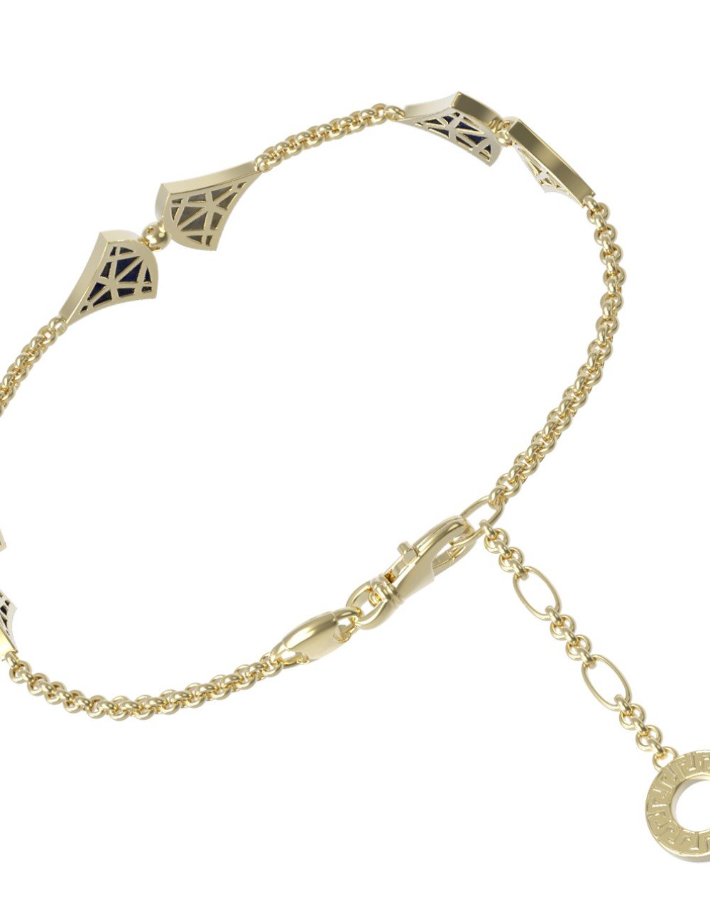 Браслет из лимонного золота c лазуритом и перламутром