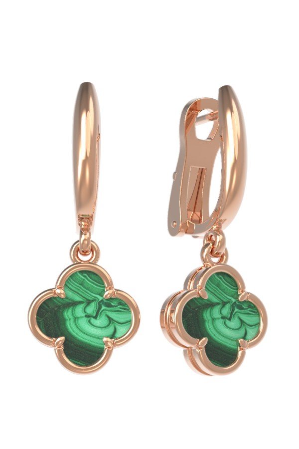 Серьги из золота c малахитом