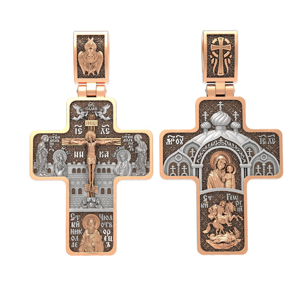 Крест из красного золота 585 пробы