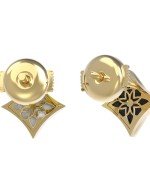 Серьги из лимонного золота c бриллиантами, ониксом и перламутром