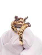 Кольцо из лимонного золота c эмалью и фианитом