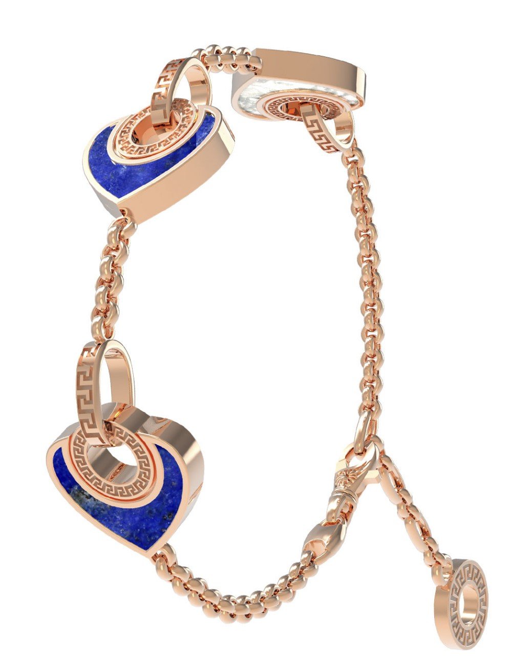 Браслет из золота c лазуритом и перламутром