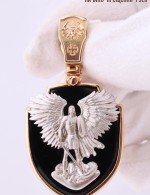 Образок из золота 585 пробы c эмалью и ониксом