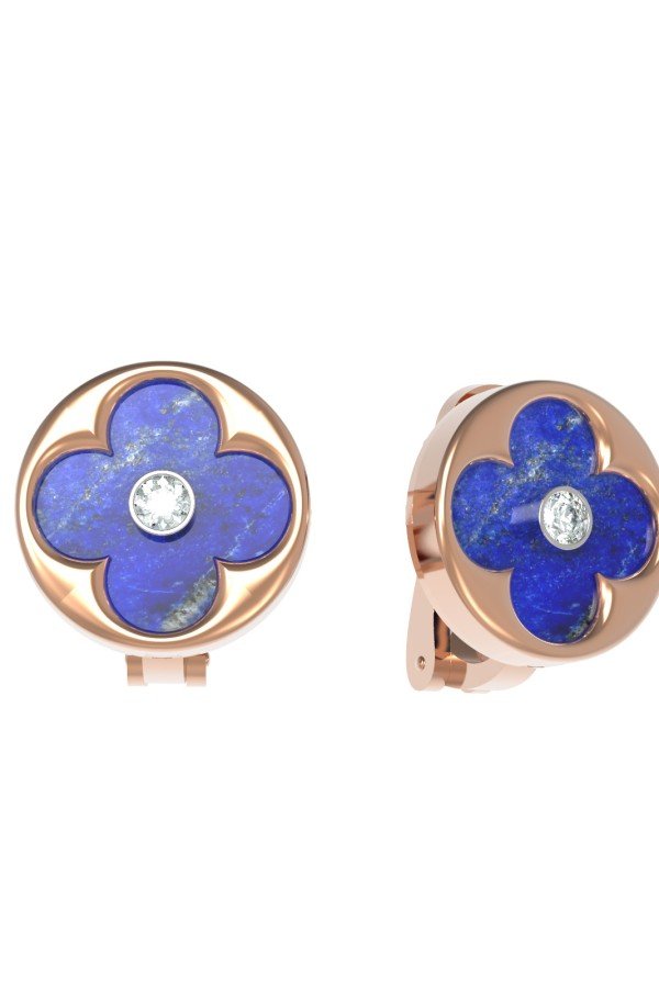 Серьги из золота c бриллиантами и лазуритом