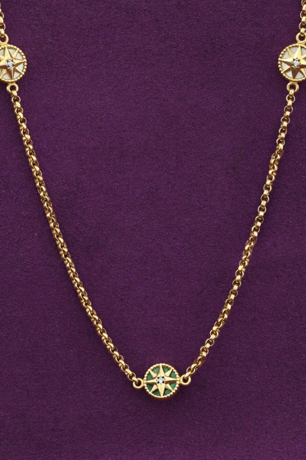 Колье из лимонного золота c бриллиантами, малахитом и перламутром