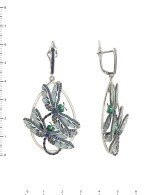 Серьги из белого золота c сапфиром и эмалью