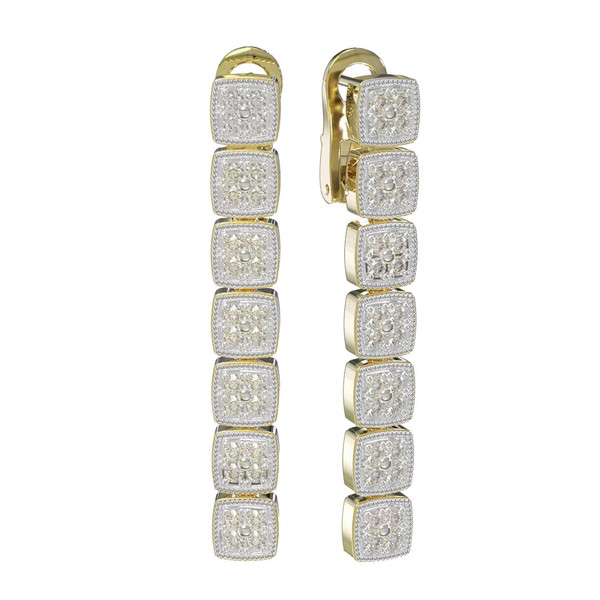 Серьги из лимонного золота 585 пробы c бриллиантами