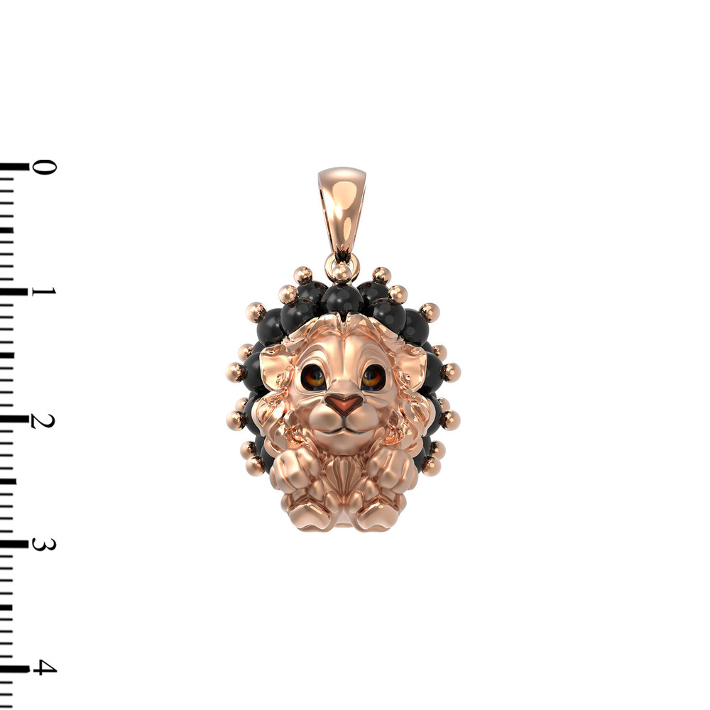 Подвеска из красного золота 585 пробы c эмалью и ониксом