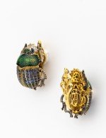 Серьги из лимонного золота c эмалью, фианитом и турмалином