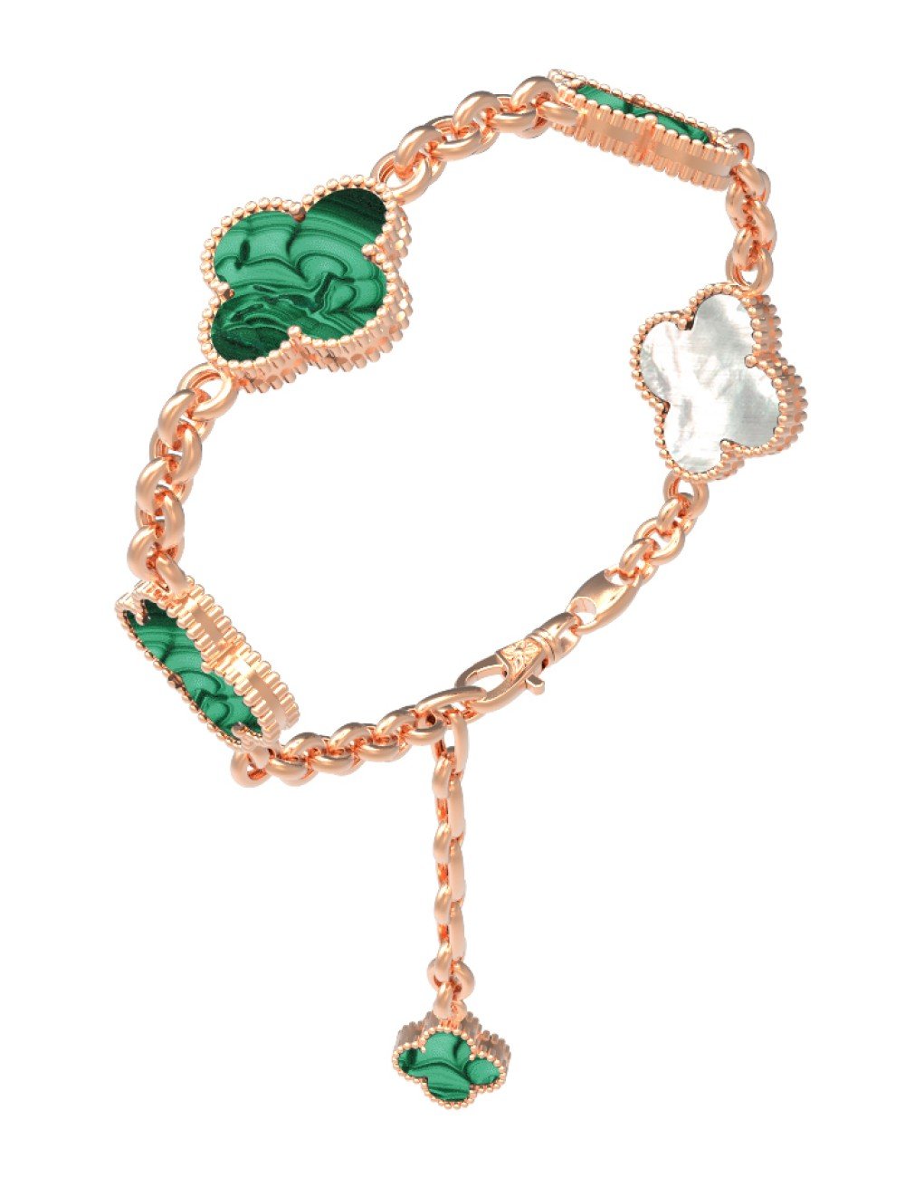 Браслет из золота c малахитом и перламутром