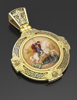 Образок из лимонного золота c эмалью и иконописью