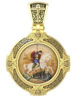 Образок из лимонного золота c эмалью и иконописью