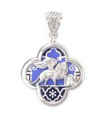 Подвеска из белого золота c эмалью и перламутром