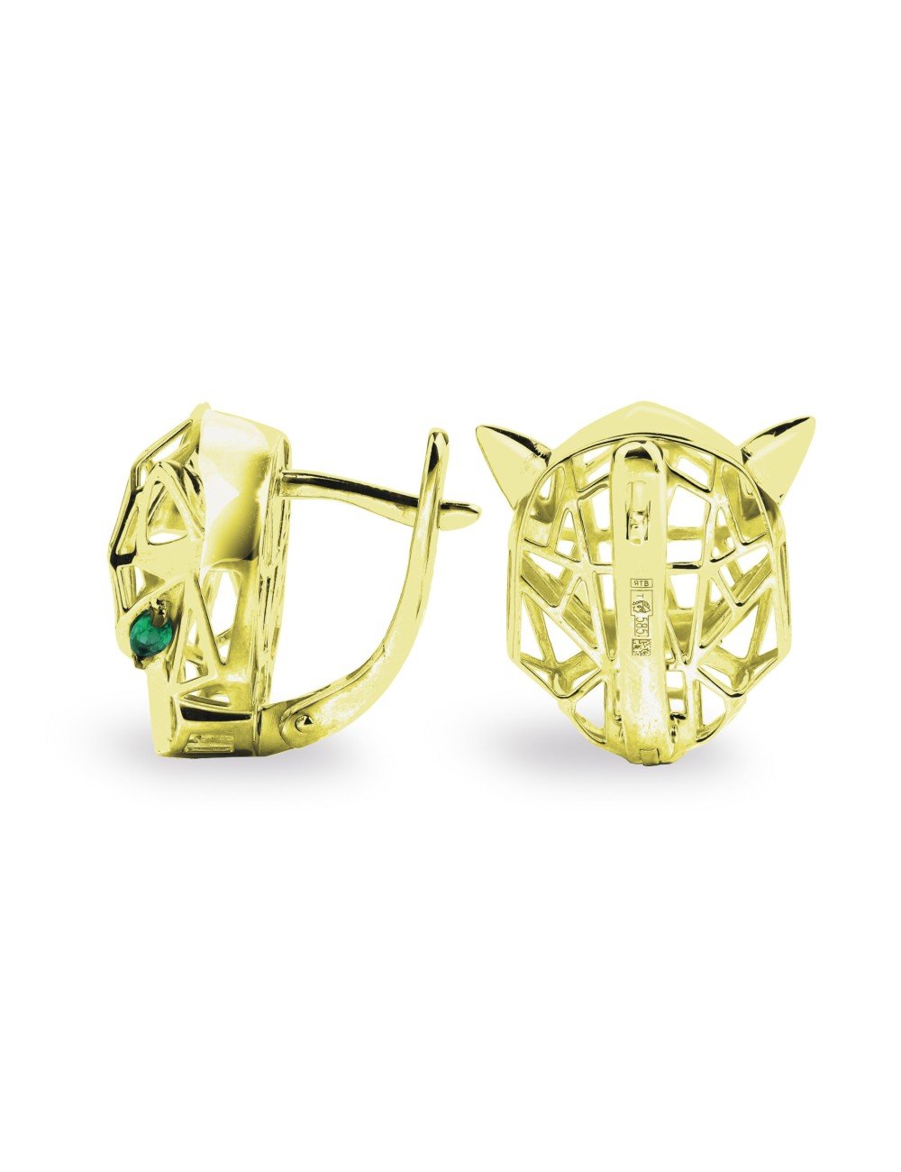Серьги из лимонного золота c изумрудом