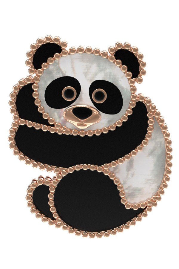 Брошь из золота c эмалью, ониксом и перламутром