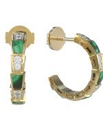 Серьги из лимонного золота c бриллиантами и малахитом