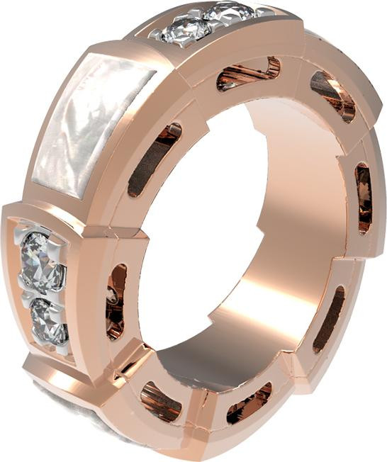 Подвеска из красного золота 585 пробы c бриллиантами и перламутром