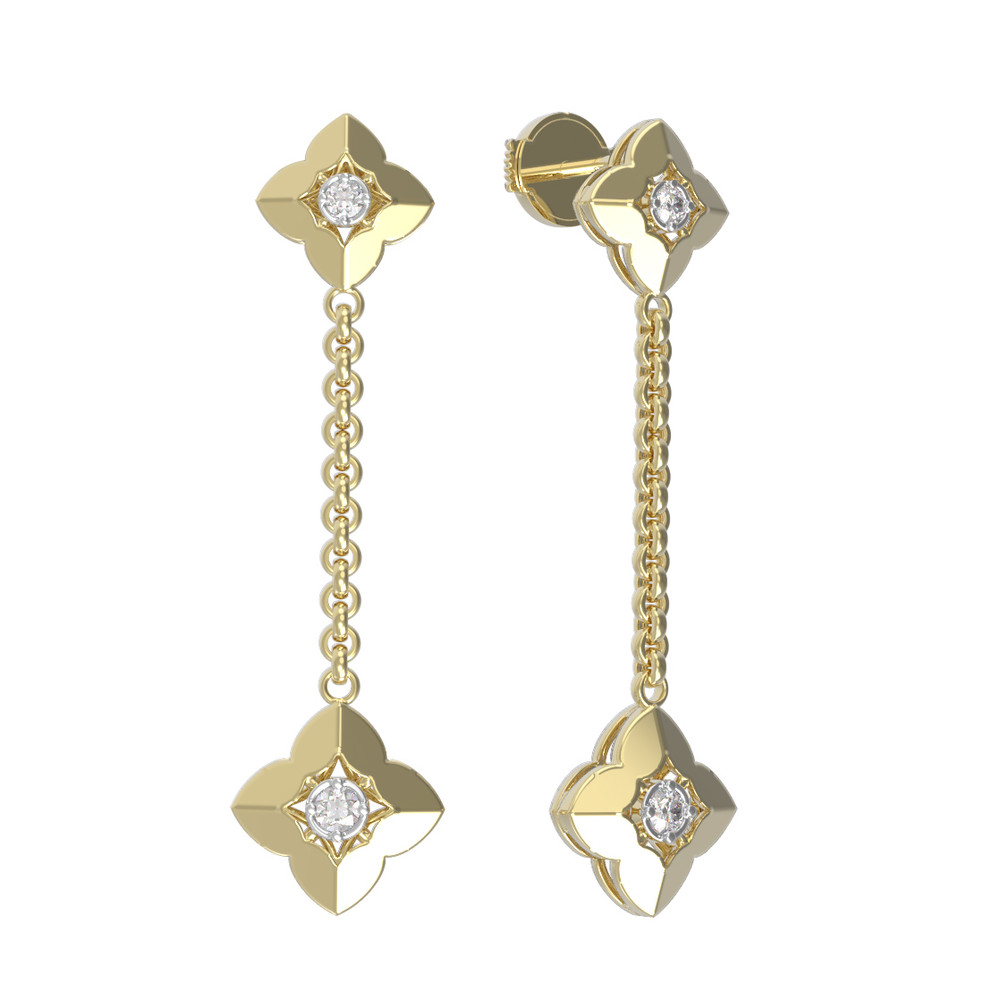 Серьги из лимонного золота 585 пробы c бриллиантами