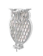 Брошь из белого золота c эмалью, ониксом и перламутром