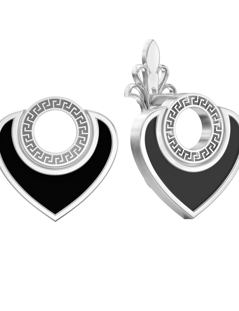 Серьги из белого золота c ониксом