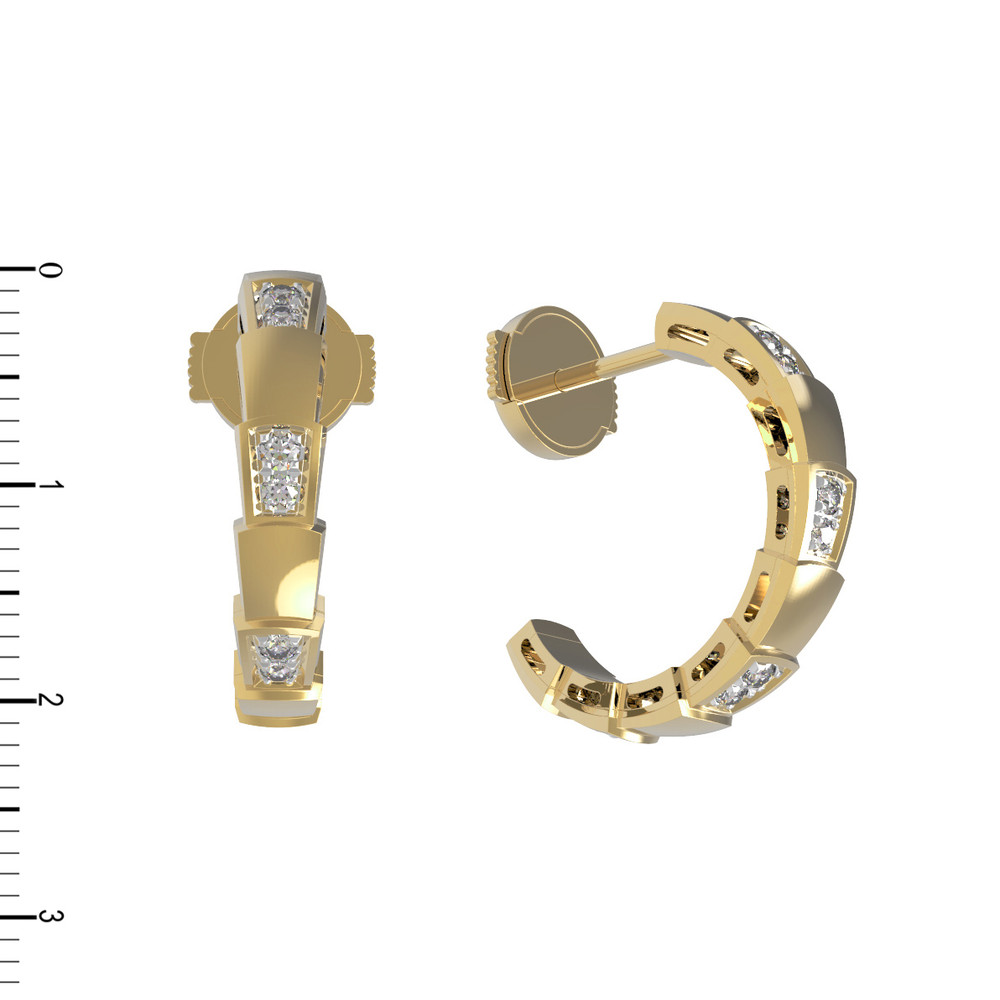 Серьги из лимонного золота 585 пробы c бриллиантами