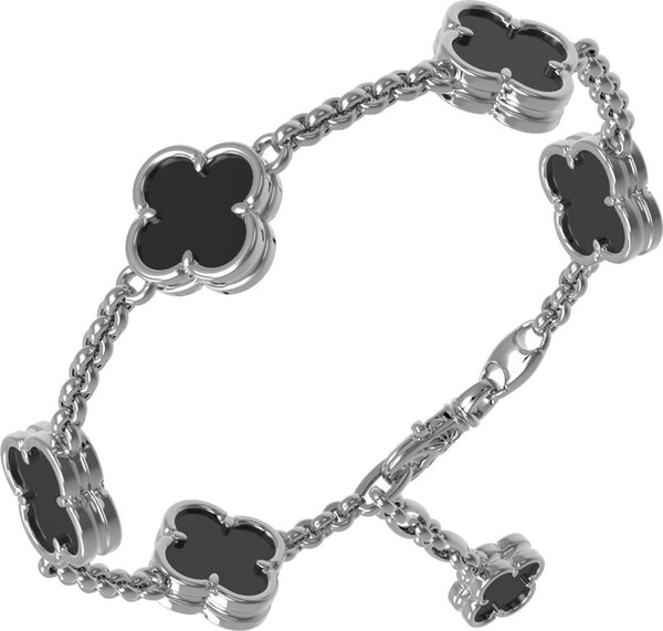 Браслет из белого золота 585 пробы c ониксом