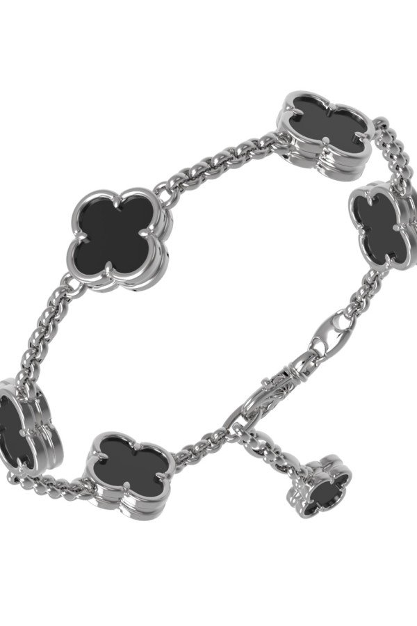 Браслет из белого золота c ониксом