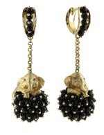 Серьги из лимонного золота c эмалью и ониксом