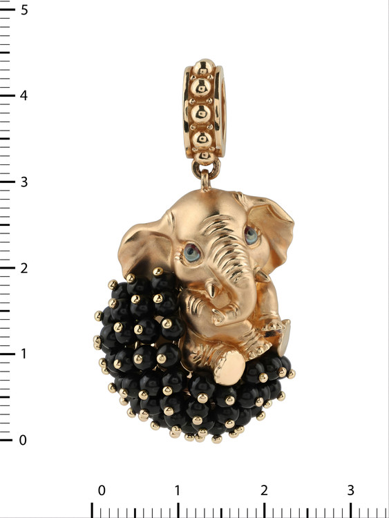 Подвеска из красного золота 585 пробы c эмалью и ониксом