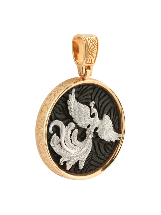Подвеска из красного золота 585 пробы c эбеновым деревом