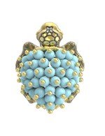 Кольцо из лимонного золота c эмалью и бирюзой