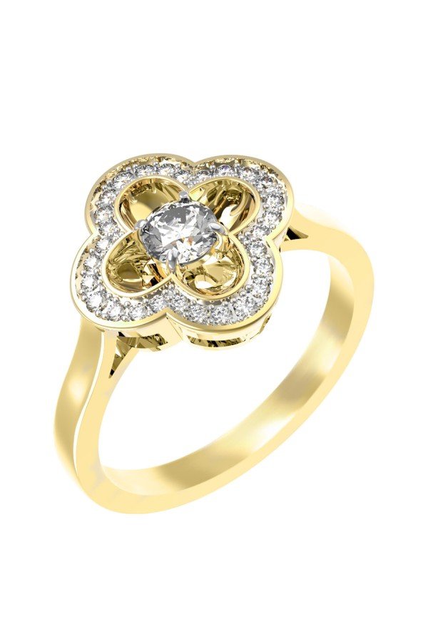 Кольцо из лимонного золота c бриллиантами