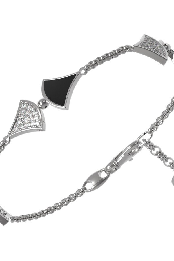 Браслет из белого золота c бриллиантами и ониксом