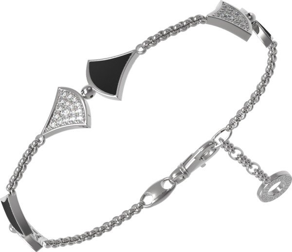 Браслет из белого золота c бриллиантами и ониксом