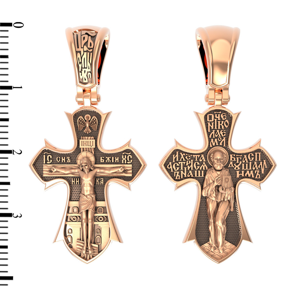 Крест из красного золота 585 пробы
