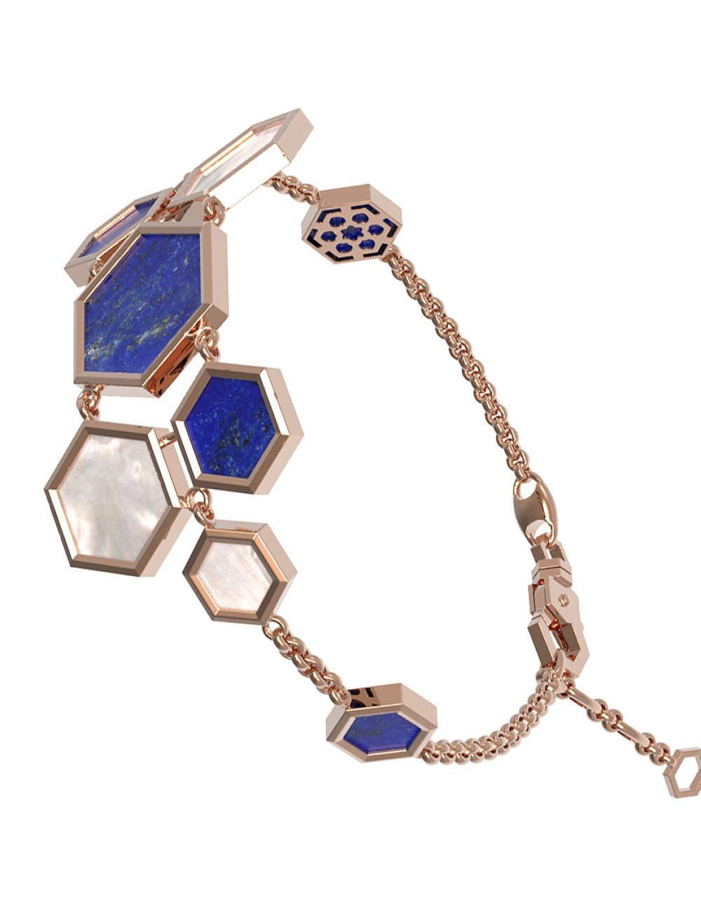 Браслет из золота c лазуритом и перламутром