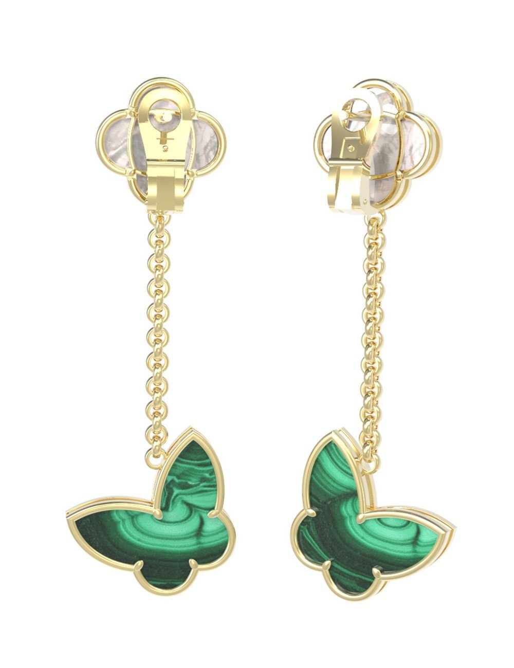 Серьги из лимонного золота c малахитом и перламутром